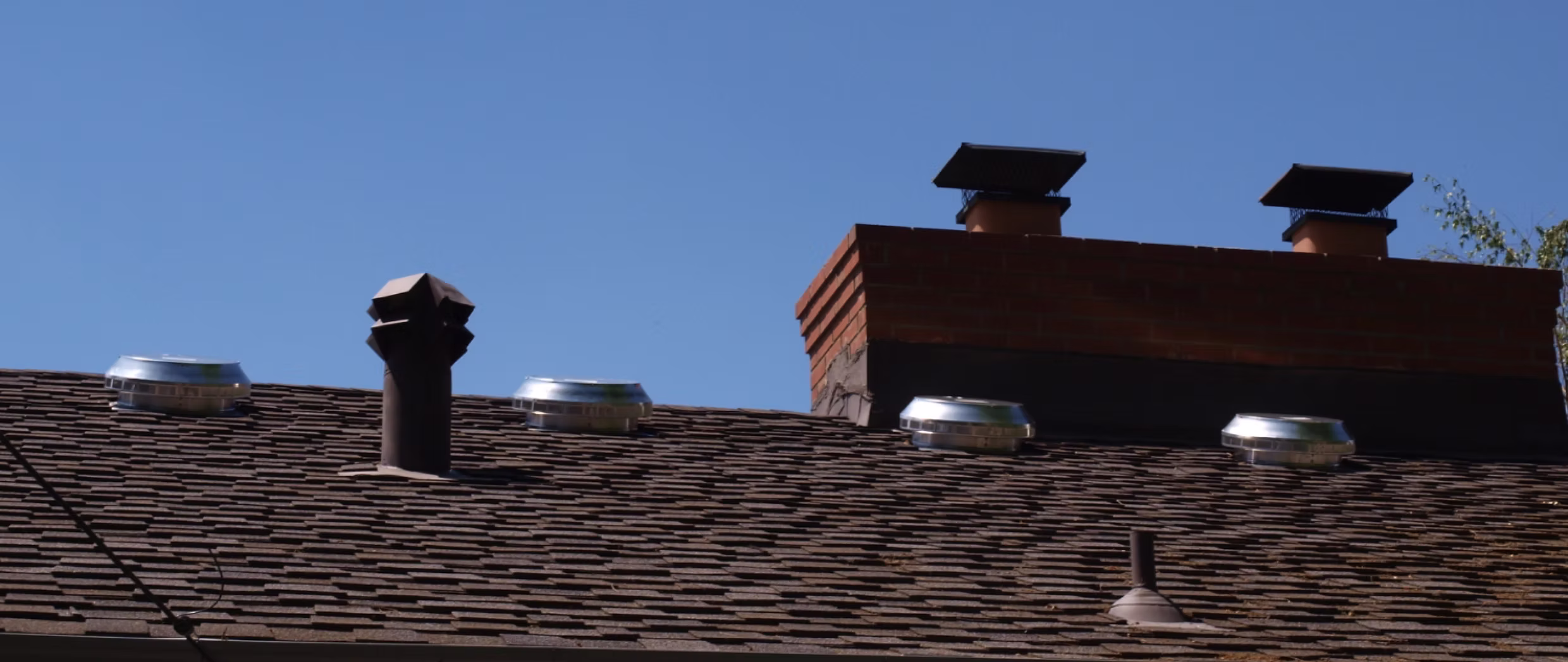 Roof vents installed for whole house fan ventilation